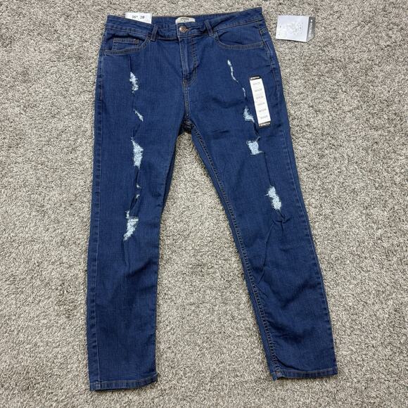 Denim Gold Premium Stretch Blue Ripped Holes Jeans Men 36x28 - Picture 1 of 8